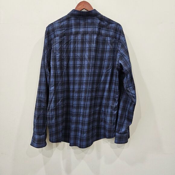 Untuckit Men Bacaro Plaid Button Down Shirt XL Blue Regular Preppy Office Casual - Picture 5 of 8